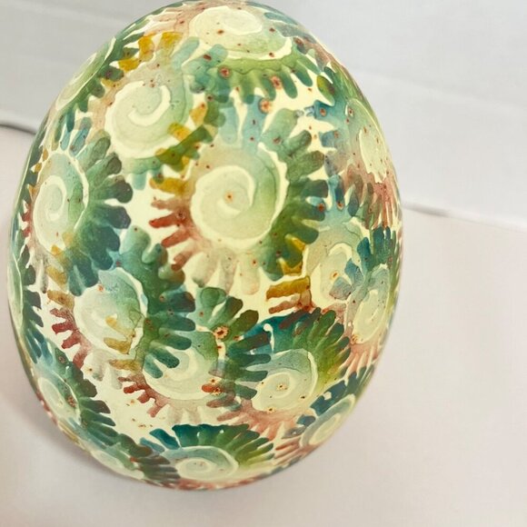 Handcrafted Ceramic Decorative Egg With Colorful Swirl Pattern‎ - Picture 2 of 4